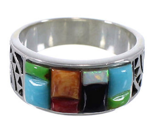 Multicolor Sterling Silver Jewelry Southwest Ring Size 6-3/4 AX37590